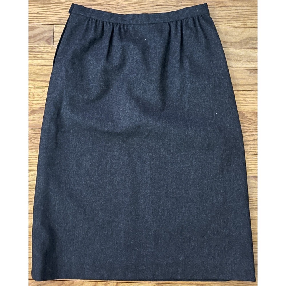 Vintage Pendleton Charcoal Gray 100% Wool Midi Skirt Womens 10 USA Made A-Line